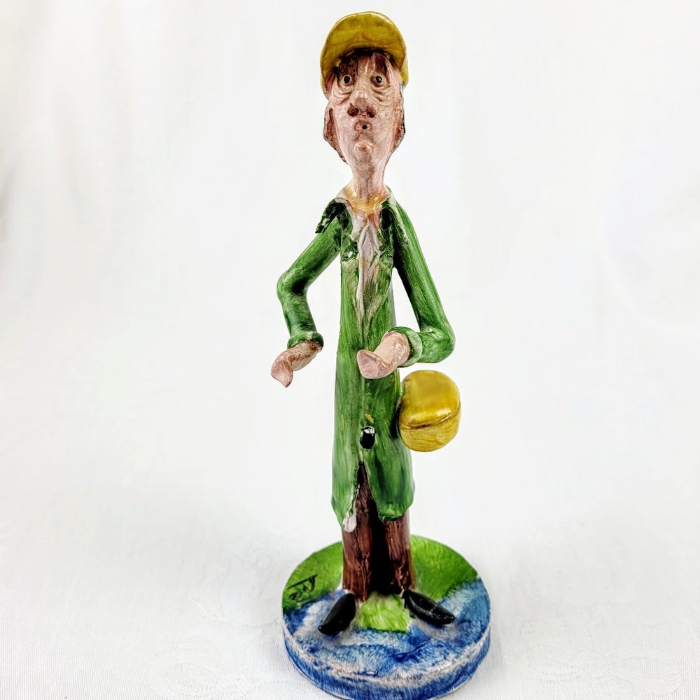 Italy POLI Signed Ceramic TP Ceramiche Man Hunter? Whistling Figurine Statue